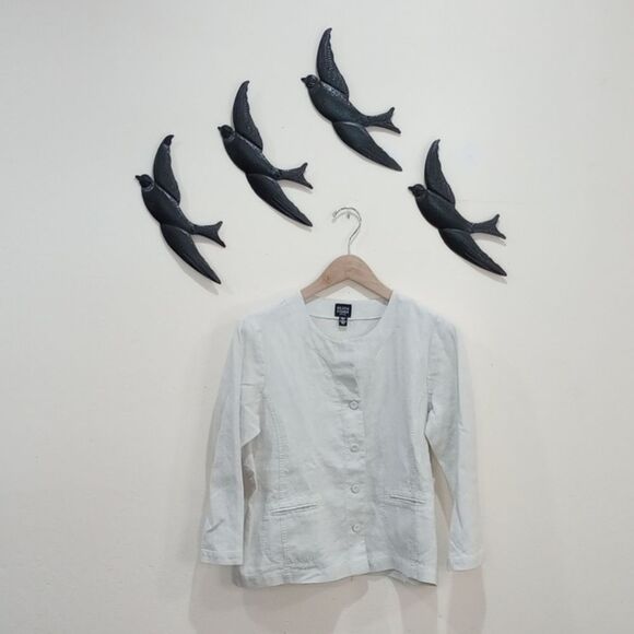 NEW! Eileen Fisher Round Neck Button Front Irish Linen Jacket - PM - $158 - Picture 1 of 8